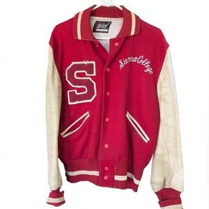 Original Vintage Sierra College Red White Varsity Letterman Jacket Men’s L RARE